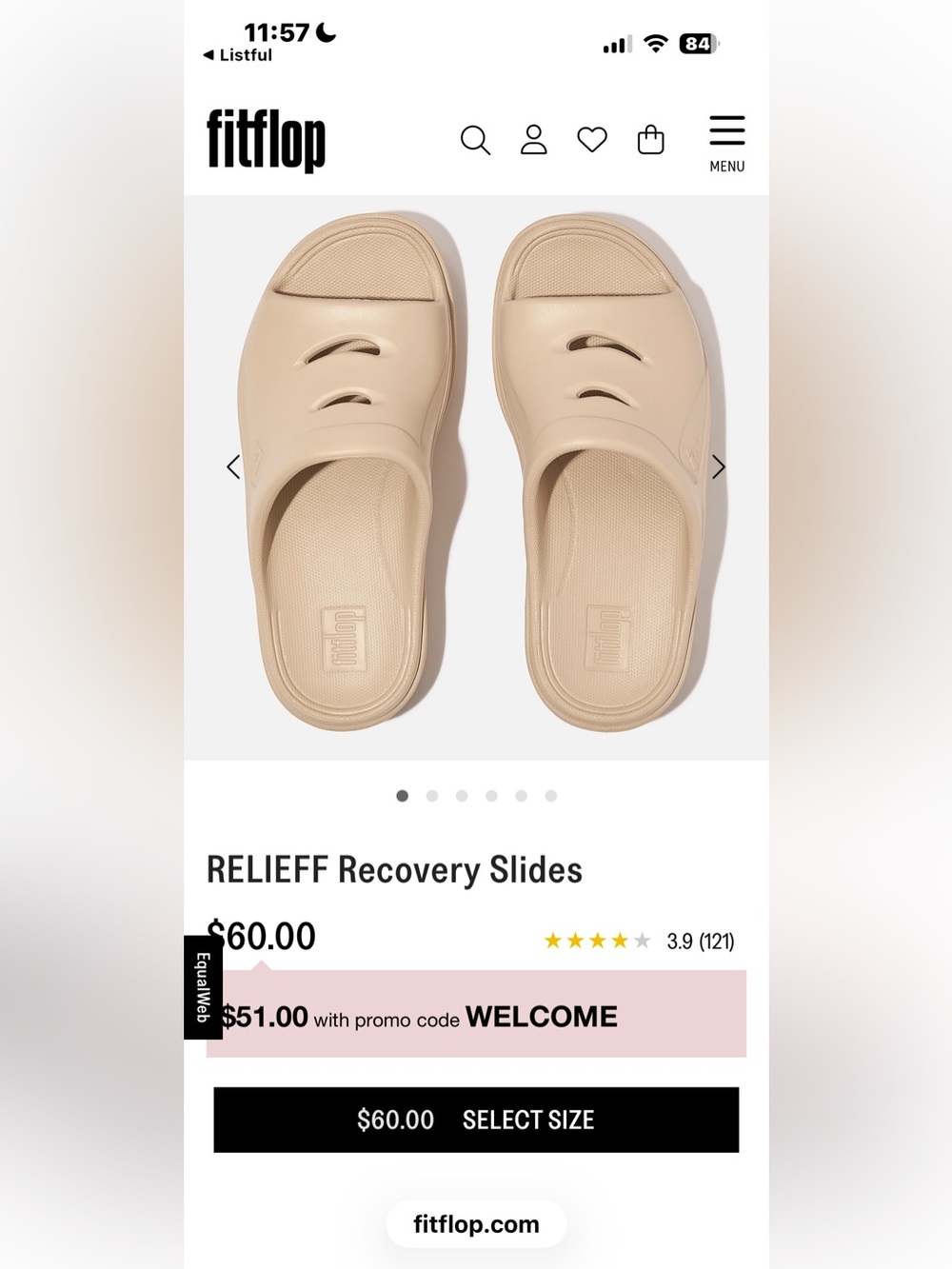 Fitflop Relief Recovery Slide, Beige, Size 9